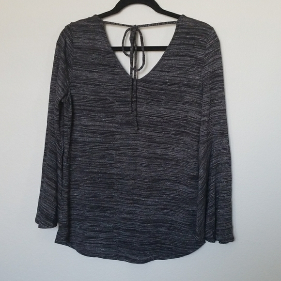 Loft Charcoal Spacedye Flare Bell Sleeve top size medium - Picture 7 of 7
